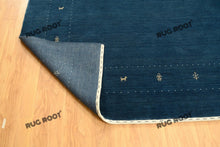 Load image into Gallery viewer, Coastal Chic | Modern Gabbeh Rug in Deep Blue with Subtle Embroidered Accents