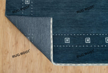 Load image into Gallery viewer, Modern Minimalist | Quick Ship Blue Gabbeh Rug with Soft Pile and Ivory Border