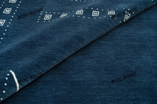 Load image into Gallery viewer, Minimalist Tribal Charm | Blue Gabbeh Rug with White Border for Serene Living Spaces