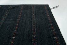 Load image into Gallery viewer, Tribal Elegance | Handwoven Charcoal Gabbeh Rug with Geometric Motifs