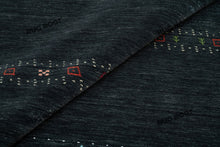 Load image into Gallery viewer, Tribal Elegance | Handwoven Charcoal Gabbeh Rug with Geometric Motifs