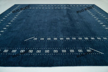 Load image into Gallery viewer, Minimalist Tribal Charm | Blue Gabbeh Rug with White Border for Serene Living Spaces