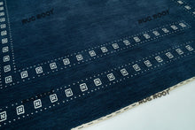 Load image into Gallery viewer, Minimalist Tribal Charm | Blue Gabbeh Rug with White Border for Serene Living Spaces