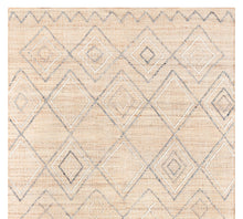 Load image into Gallery viewer, Handwoven Jute & Wool Rug with Diamond Pattern in Natural & Gray – Flatweave