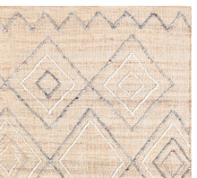 Load image into Gallery viewer, Handwoven Jute & Wool Rug with Diamond Pattern in Natural & Gray – Flatweave