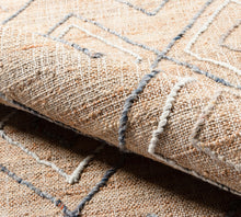 Load image into Gallery viewer, Handwoven Jute & Wool Rug with Diamond Pattern in Natural & Gray – Flatweave
