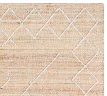 Load image into Gallery viewer, Handwoven Jute & Wool Rug with Minimalist Line Design in Natural & Ivory – Flatweave