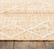 Load image into Gallery viewer, Handwoven Jute & Wool Rug with Minimalist Line Design in Natural & Ivory – Flatweave
