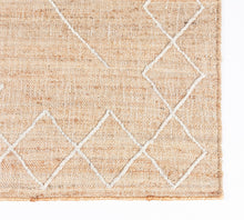 Load image into Gallery viewer, Handwoven Jute & Wool Rug with Minimalist Line Design in Natural & Ivory – Flatweave