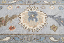 Load image into Gallery viewer, Handcrafted Turkish Oushak | Neutral Silver with Gray, Blue, Gold, and Rust Accents | Muted Modern Area Rug