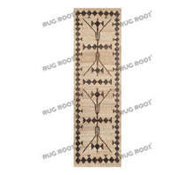 Load image into Gallery viewer, Handwoven Jute & Wool Rug with Tribal Diamond Border Design - Beige & Brown