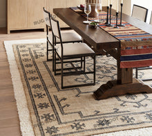 Load image into Gallery viewer, Handwoven Jute & Wool Rug with Vintage Medallion Design - Beige & Charcoal