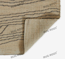Load image into Gallery viewer, Handwoven Wool & Jute Rug with Abstract Linear Pattern – Natural & Grey Flatweave