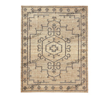 Load image into Gallery viewer, Handwoven Jute & Wool Rug with Vintage Medallion Design - Beige & Charcoal