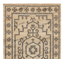 Load image into Gallery viewer, Handwoven Jute & Wool Rug with Vintage Medallion Design - Beige & Charcoal