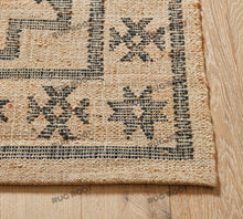 Load image into Gallery viewer, Handwoven Jute & Wool Rug with Vintage Medallion Design - Beige & Charcoal