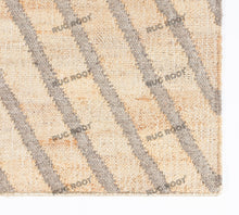 Load image into Gallery viewer, Handwoven Jute & Wool Rug with Geometric Radiating Lines - Beige & Gray
