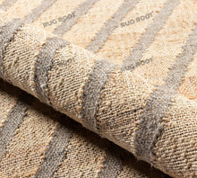 Load image into Gallery viewer, Handwoven Jute & Wool Rug with Geometric Radiating Lines - Beige & Gray