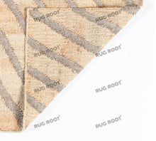 Load image into Gallery viewer, Handwoven Jute & Wool Rug with Geometric Radiating Lines - Beige & Gray
