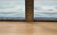 Load image into Gallery viewer, Frost & Flame | Hand-Knotted Turkish Rug in Blue & Ivory with Orange Accents