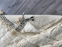 Load image into Gallery viewer, Bohemian Chic Rug | Handwoven Moroccan Wool in Creamy White with Graphic Accents