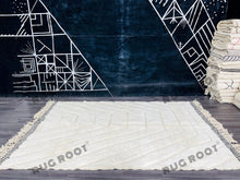 Load image into Gallery viewer, Bohemian Chic Rug | Handwoven Moroccan Wool in Creamy White with Graphic Accents