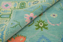 Load image into Gallery viewer, Rug Root Hand-Knotted Aqua Blue Color Oushak Rug - Elegant Floral Design