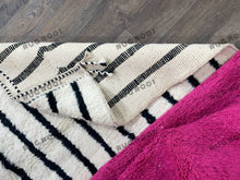 Load image into Gallery viewer, Handwoven Moroccan Azilal Rug | Vibrant Pink & White Striped Wool Masterpiece