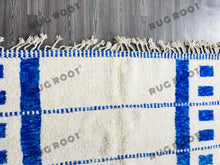 Load image into Gallery viewer, Bohemian Chic Rug | Handwoven White Beni Ourain with Sapphire Stripes