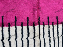 Load image into Gallery viewer, Handwoven Moroccan Azilal Rug | Vibrant Pink & White Striped Wool Masterpiece