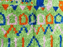 Load image into Gallery viewer, Handcrafted Moroccan Artistry | Azilal Rug in Lively Lime Green with Colorful Accents