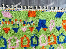 Load image into Gallery viewer, Handcrafted Moroccan Artistry | Azilal Rug in Lively Lime Green with Colorful Accents