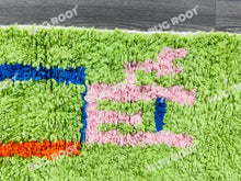 Load image into Gallery viewer, Handcrafted Moroccan Artistry | Azilal Rug in Lively Lime Green with Colorful Accents