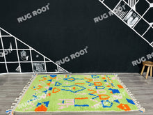 Load image into Gallery viewer, Handcrafted Moroccan Artistry | Azilal Rug in Lively Lime Green with Colorful Accents