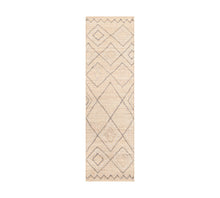 Load image into Gallery viewer, Handwoven Jute & Wool Rug with Diamond Pattern in Natural & Gray – Flatweave