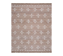 Load image into Gallery viewer, Handwoven Jute & Wool Rug with Floral Motif in Natural & Ivory – Flatweave