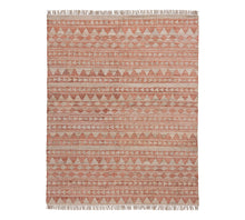 Load image into Gallery viewer, Handwoven Jute & Cotton Rug with Tribal Design in Natural & Terracotta – Flatweave