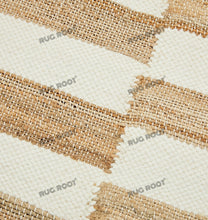 Load image into Gallery viewer, Handwoven Jute & Wool Rug with Striped Checkerboard Pattern - Ivory & Beige