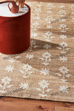 Load image into Gallery viewer, Handwoven Jute & Wool Floral Rug - Natural & White