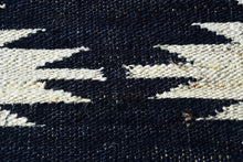 Load image into Gallery viewer, Handwoven Jute Runner Rug with Black Zigzag Tribal Pattern - Natural & Black