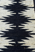 Load image into Gallery viewer, Handwoven Jute Runner Rug with Black Zigzag Tribal Pattern - Natural & Black