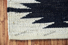Load image into Gallery viewer, Handwoven Jute Runner Rug with Black Zigzag Tribal Pattern - Natural & Black