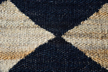 Load image into Gallery viewer, Handwoven Jute Rug with Black & Natural Diamond Pattern - Flatweave Design
