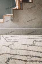 Load image into Gallery viewer, Handwoven Wool & Jute Rug with Abstract Line Pattern - Ivory & Gray