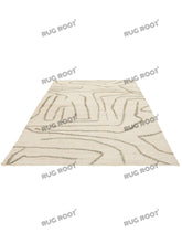 Load image into Gallery viewer, Handwoven Wool & Jute Rug with Abstract Line Pattern - Ivory & Gray