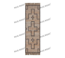 Load image into Gallery viewer, Handwoven Jute & Wool Rug with Southwestern Cross Pattern - Beige & Charcoal