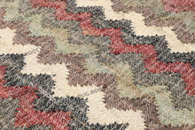 Load image into Gallery viewer, Handwoven Wool & Jute Rug with Zigzag & Chevron Pattern - Multicolor