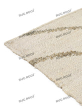 Load image into Gallery viewer, Handwoven Wool & Jute Rug with Abstract Line Pattern - Ivory & Gray