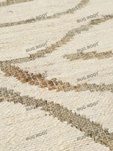 Load image into Gallery viewer, Handwoven Wool & Jute Rug with Abstract Line Pattern - Ivory & Gray