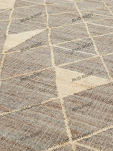 Load image into Gallery viewer, Handwoven Jute & Wool Rug with Geometric Diamond Pattern - Earthy Gray & Beige